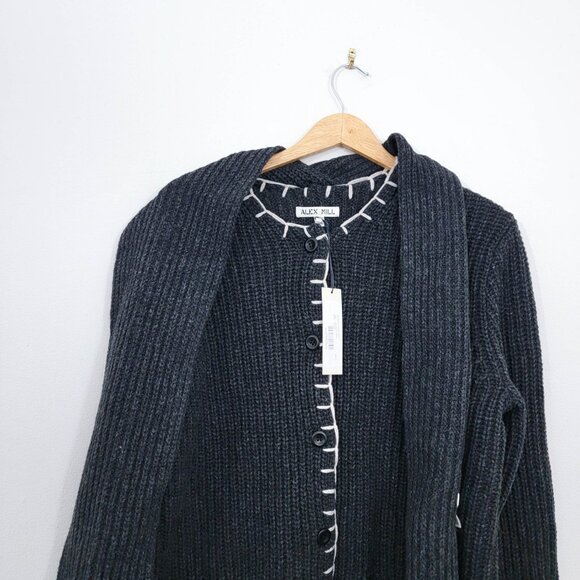 Alex Mill Marylebone Sweater Jacket in Charcoal Medium NWT - Picture 4 of 7